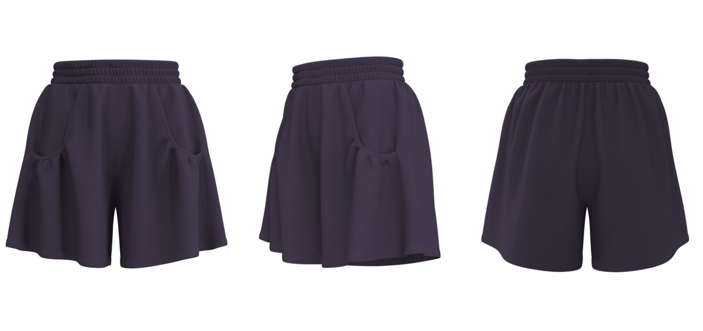 Purple wholesale women’s workout shorts with pockets