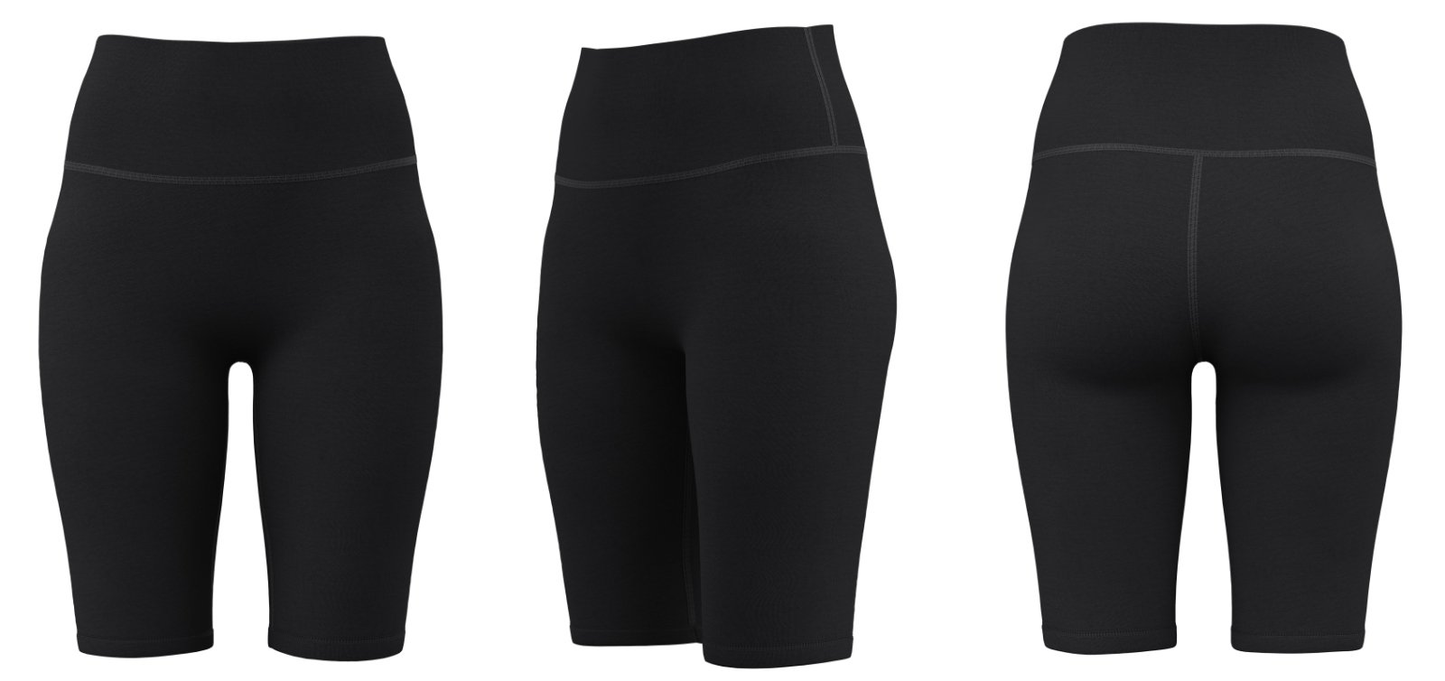 Black custom biker shorts with high-waist design – MOQ 100 pcs
