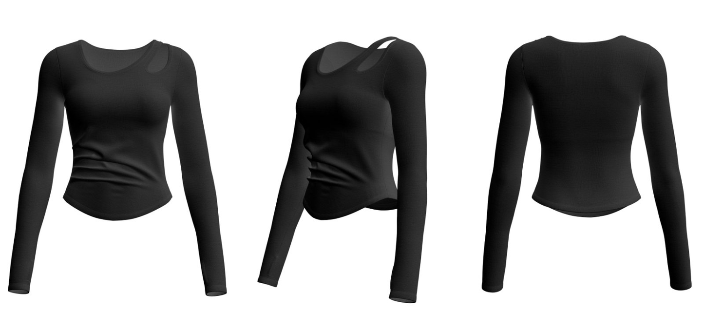 Black custom logo long sleeve workout top for women – wholesale fitness apparel