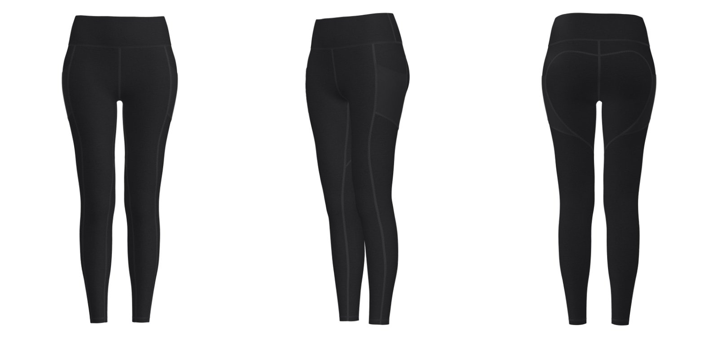 Black – Custom Women’s High-Waist Leggings Front & Back