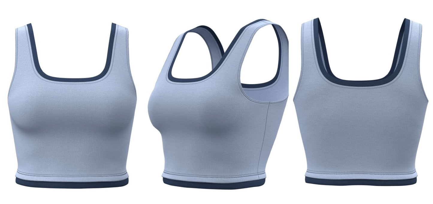 Light Blue square-neck women’s sports tank – custom logo printing for clubs and organizations