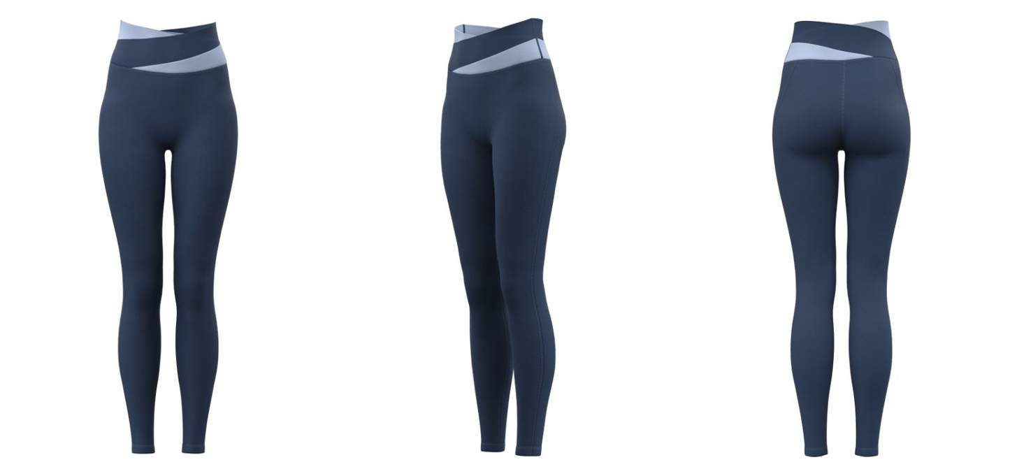 Women’s high-waist crossover leggings – Navy Blue wholesale yoga teamwear