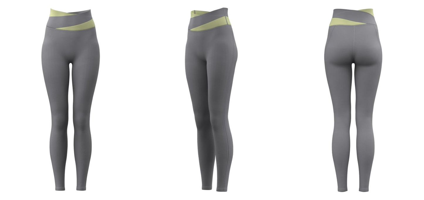 Women’s high-waist crossover leggings – Gray institutional sports apparel