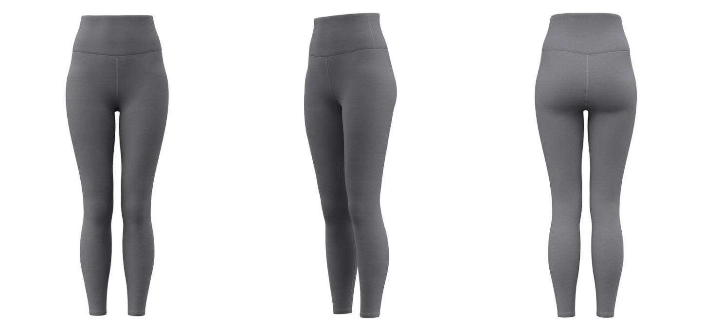 Classic grey wholesale yoga pants – logo printed activewear for teams