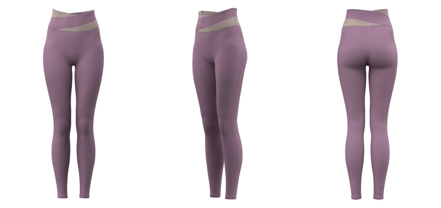 Women’s high-waist crossover leggings – Lavender wholesale gym teamwear