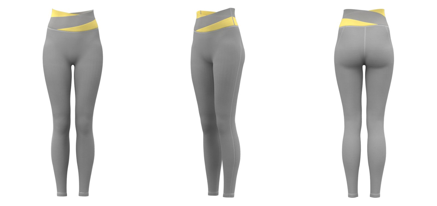 Women’s high-waist crossover leggings – Light Gray custom fitness leggings
