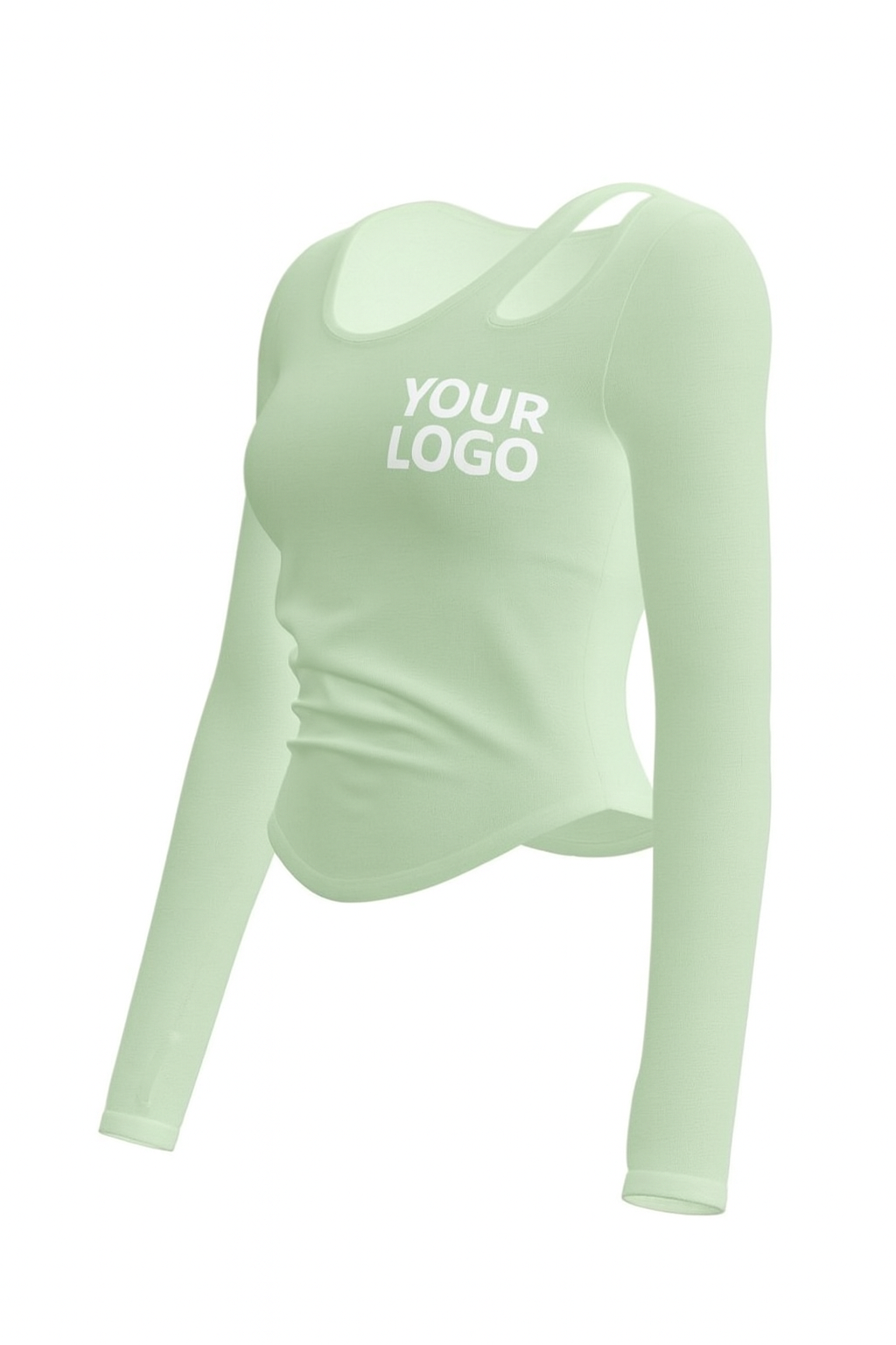 Custom long sleeve workout top for women – wholesale fitness apparel with logo placeholder