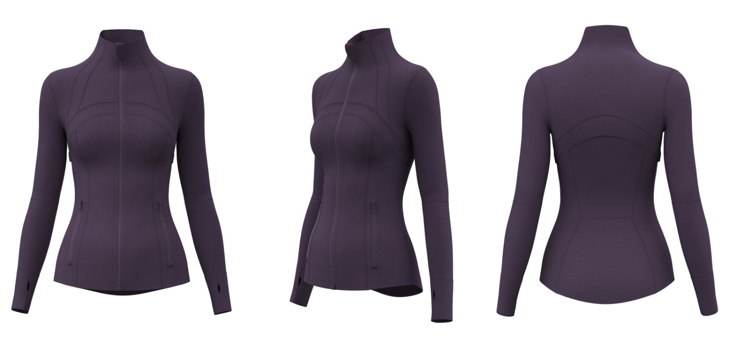 Purple custom logo wholesale active jacket for fitness apparel
