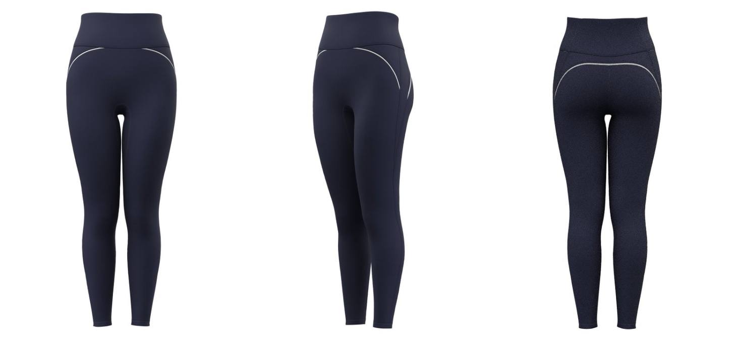 Navy blue high waist leggings customizable with your logo – bulk yoga and gym wear