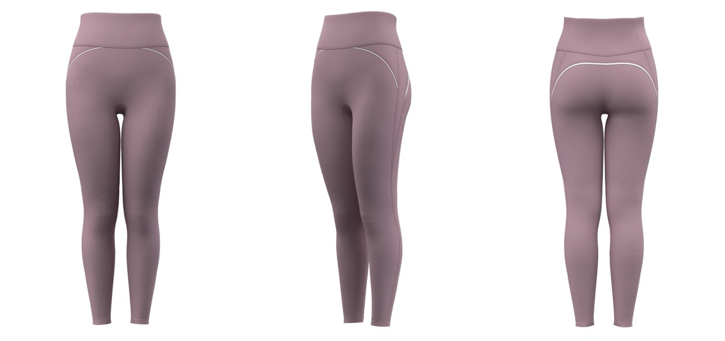 Lavender purple high rise leggings with logo printing – OEM women’s activewear
