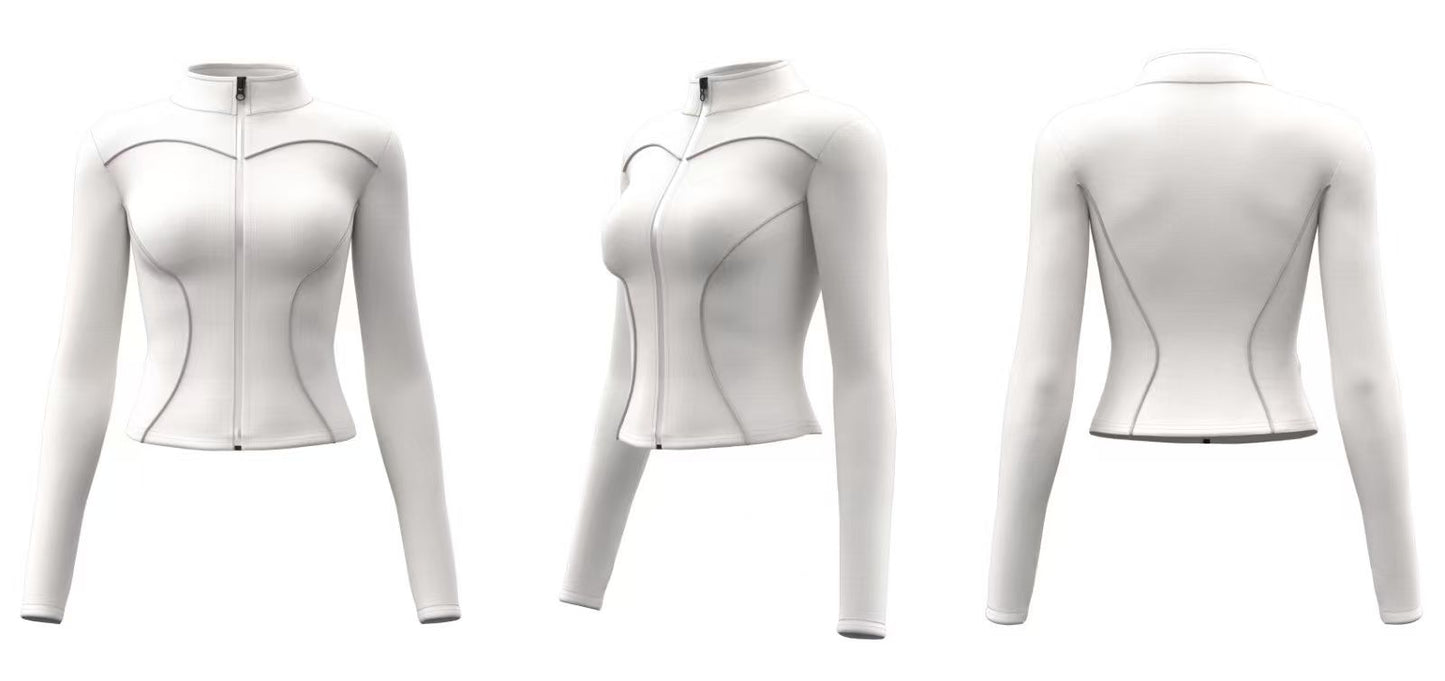 Women’s White Zip-Up Yoga & Jogging Jacket – Custom Logo Apparel