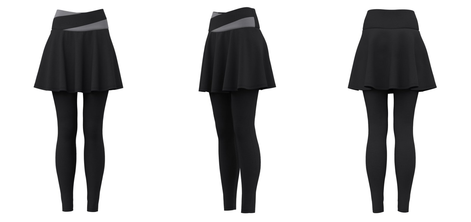 Women’s high-waist black skirted leggings with custom logo placeholder