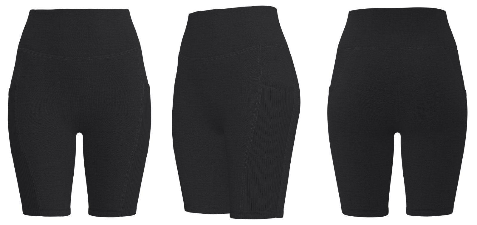 Black wholesale women’s activewear shorts with side pockets