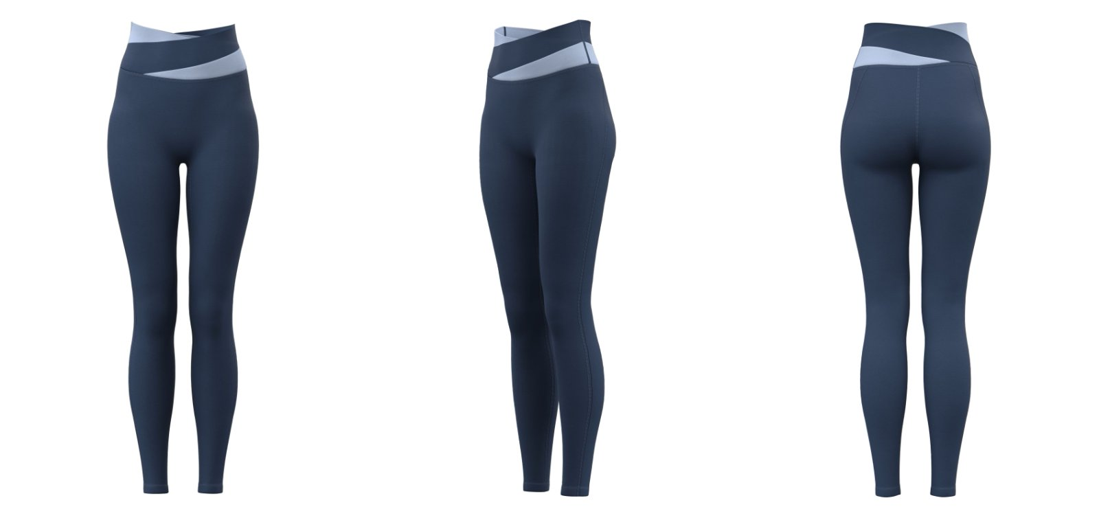 Women’s high-waist crossover leggings – Navy Blue wholesale yoga teamwear