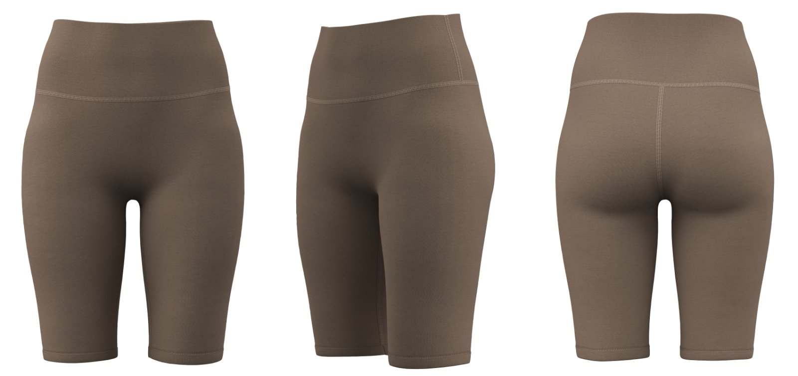Brown high-waist biker shorts with custom logo – wholesale women’s activewear