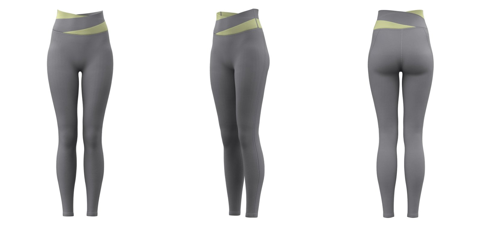 Women’s high-waist crossover leggings – Gray institutional sports apparel