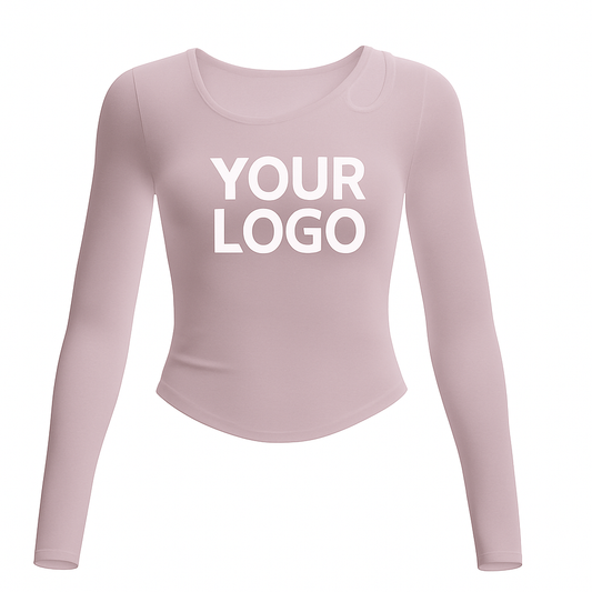 Women’s custom long sleeve workout top – wholesale fitness apparel with logo placement