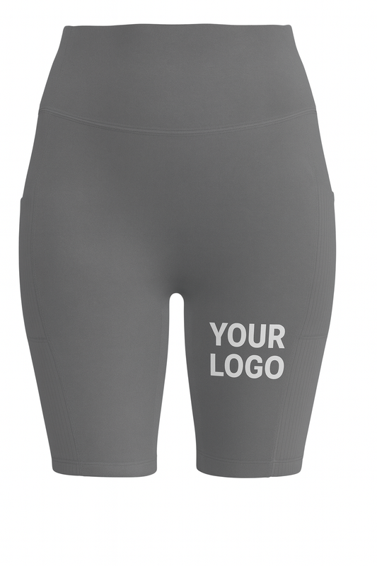 Women's athletic shorts with logo placement