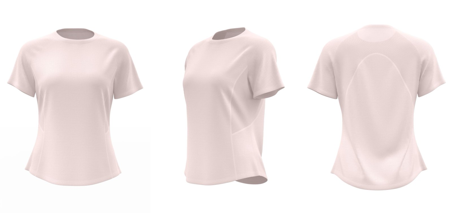 Pink: Custom pink short sleeve yoga T-shirt – bulk activewear with logo option