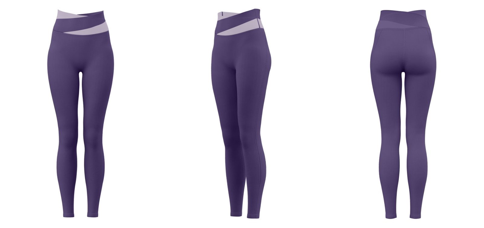 Women’s high-waist crossover leggings – Purple custom logo athletic leggings