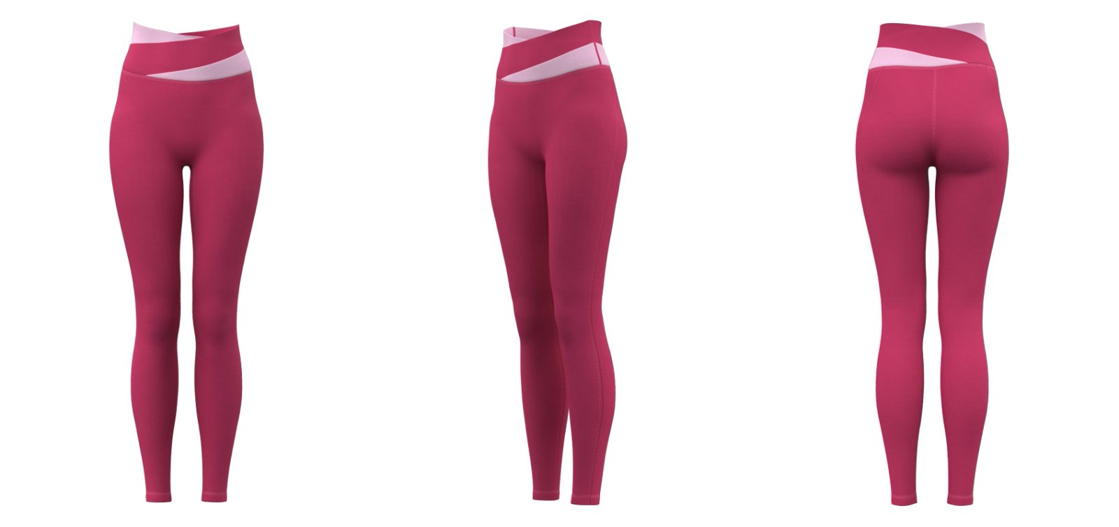 Women’s high-waist crossover leggings – Red active teamwear with custom logo